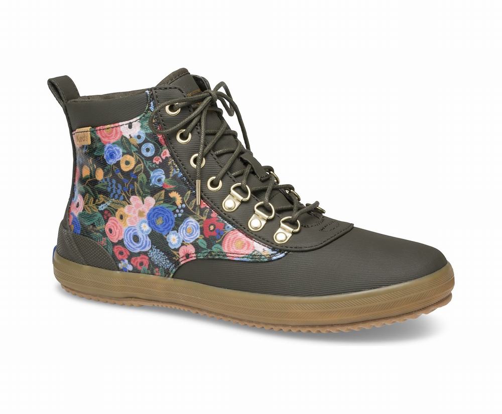 Women's Keds x Rifle Paper Co Scout Water-Resistant Garden Party Camp Boots Green 0475398BO - South